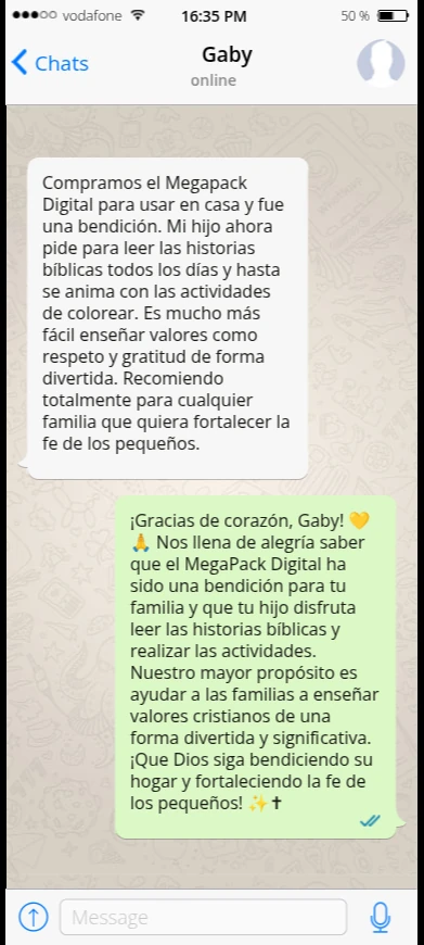 Conversación original de Gaby sobre el material