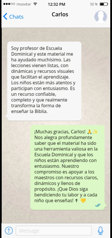 Conversación original de Carlos sobre el material